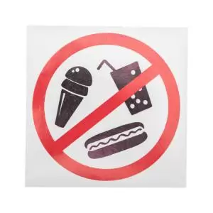 Наклейка запрещающий знак "С продуктами питания вход запрещен" 150*150мм Rexant
